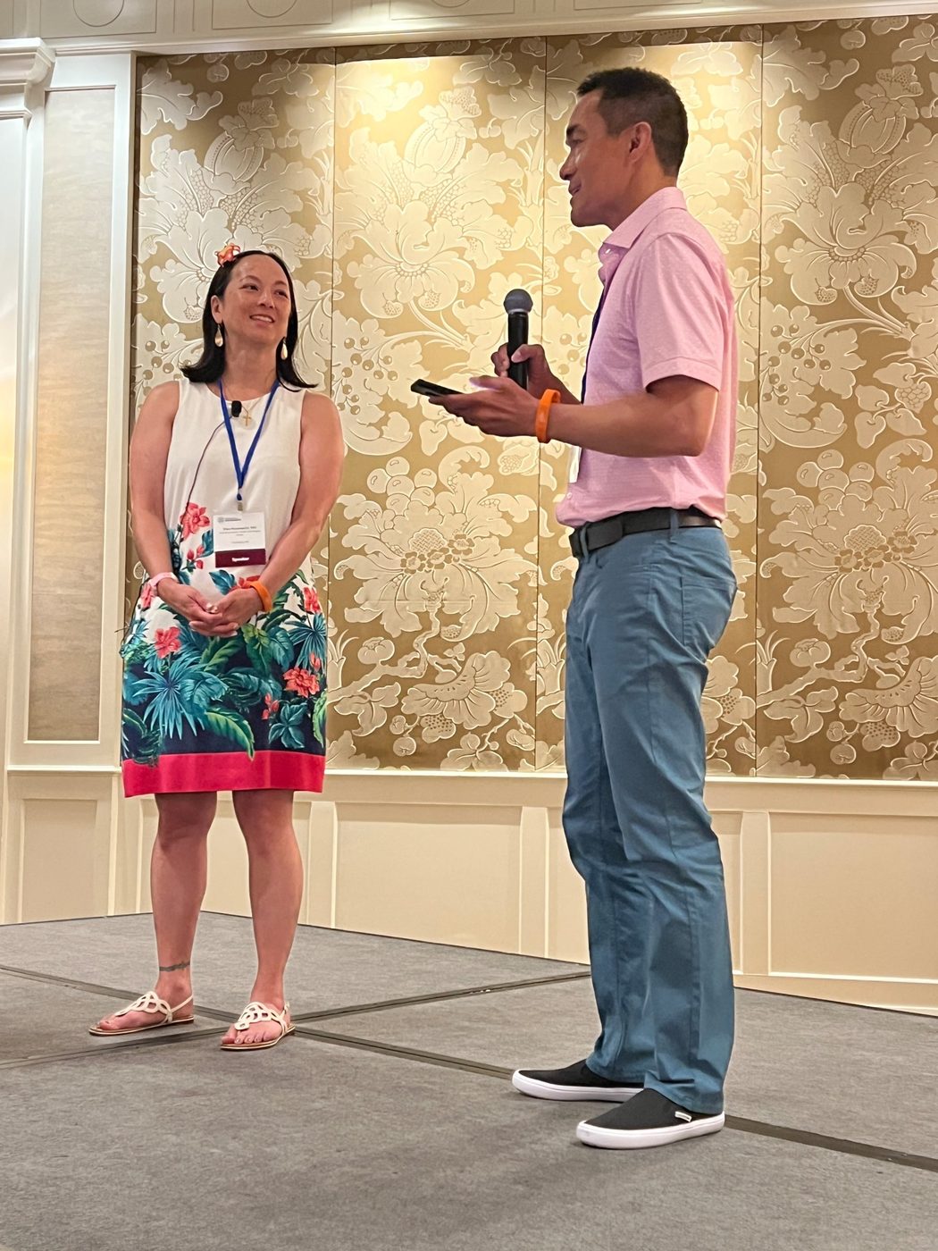 Two speakers on stage at the CSA Summer Anesthesia Conference