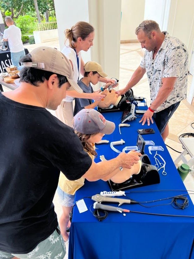 Attendees practicing ultrasound scanning at the CSA Summer Conference